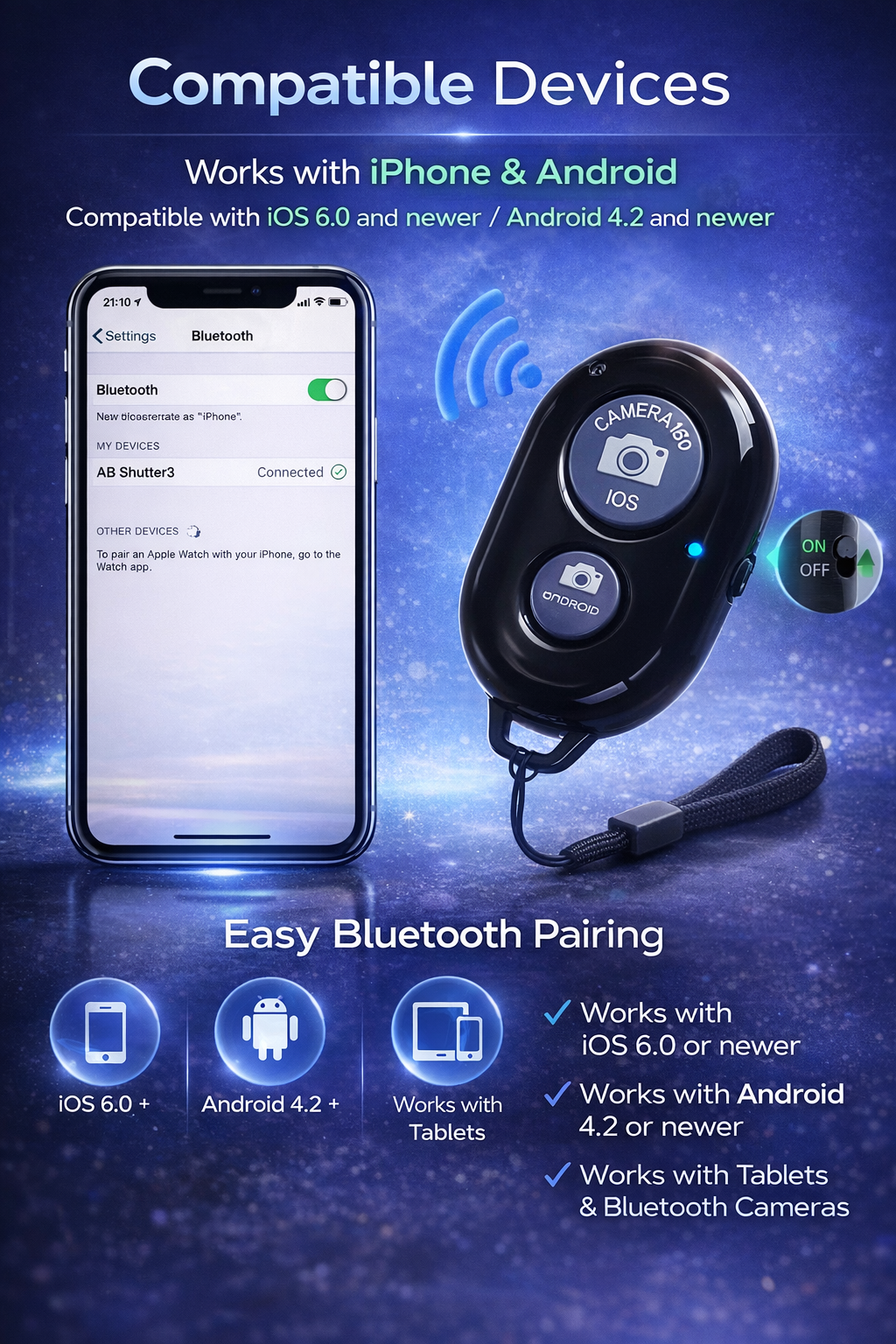 NexAura Wireless Bluetooth Camera Remote Shutter
