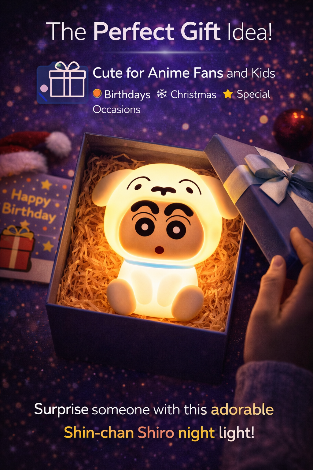 Shin-chan Shiro LED Night Light – Cute Anime Bedside Lamp