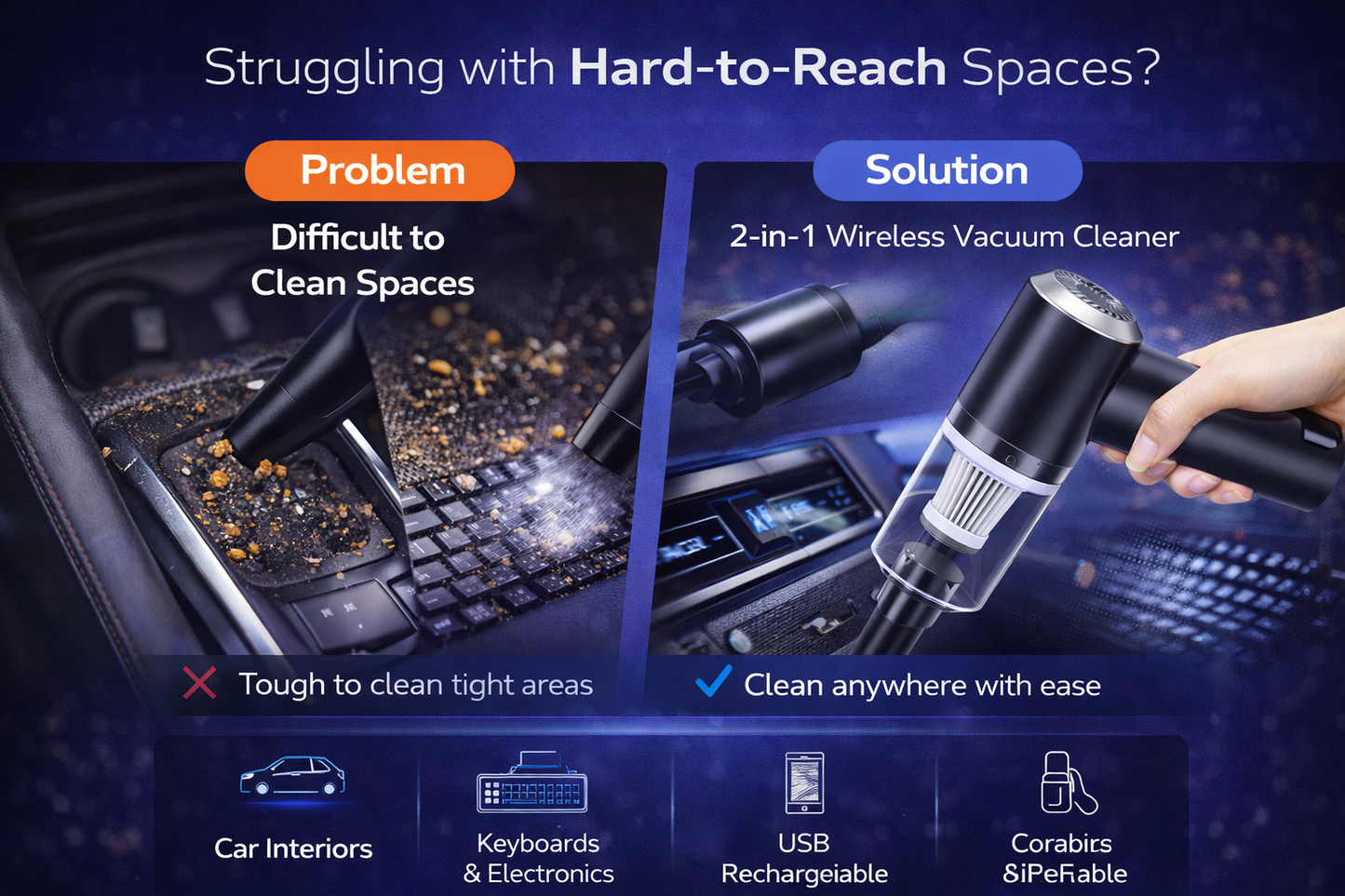 NexAura Air Duster Pro – 2-in-1 Wireless Vacuum Cleaner