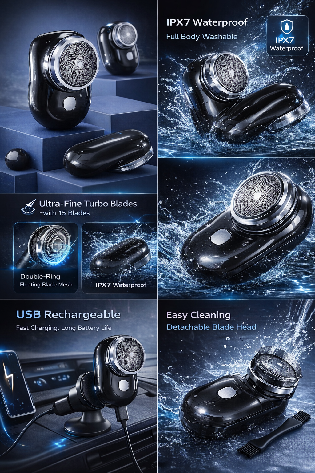 NexAura Mini Electric Shaver – USB Rechargeable & Waterproof
