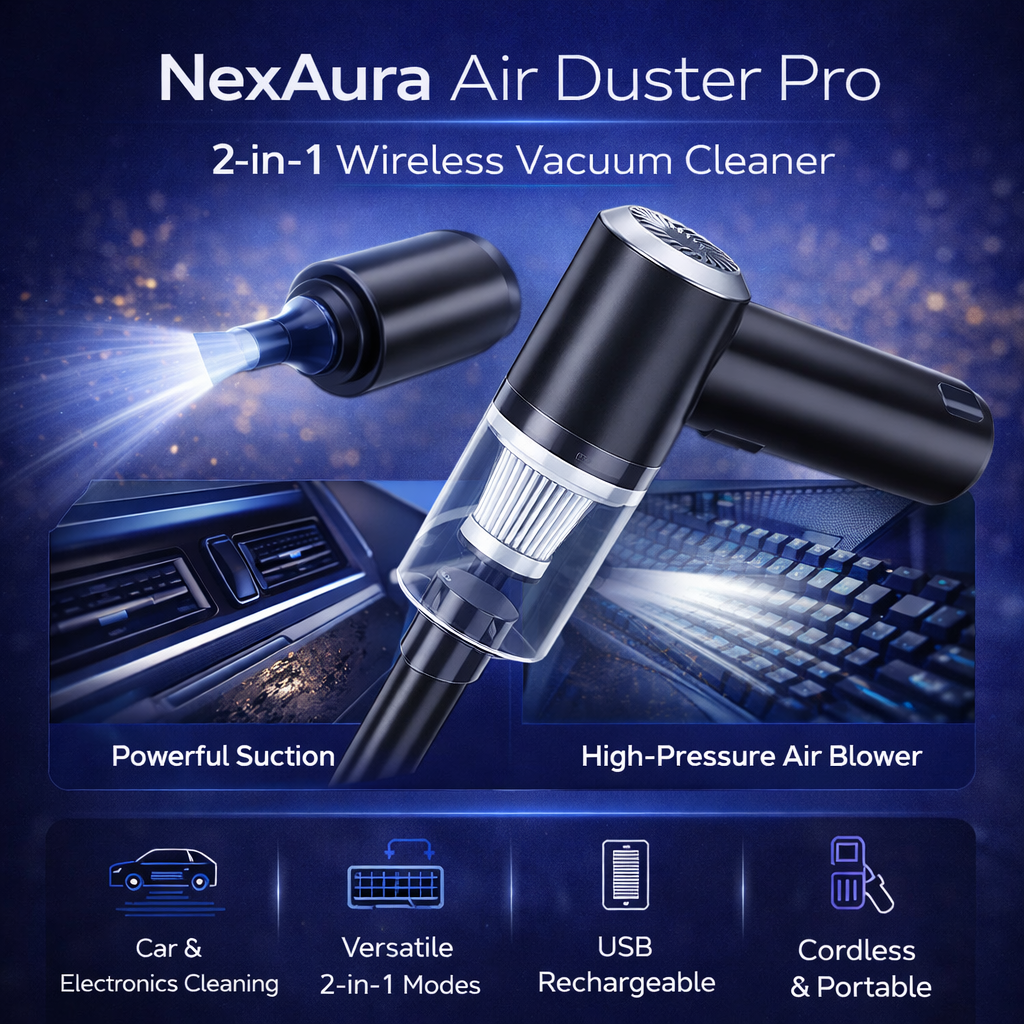 NexAura Air Duster Pro – 2-in-1 Wireless Vacuum Cleaner