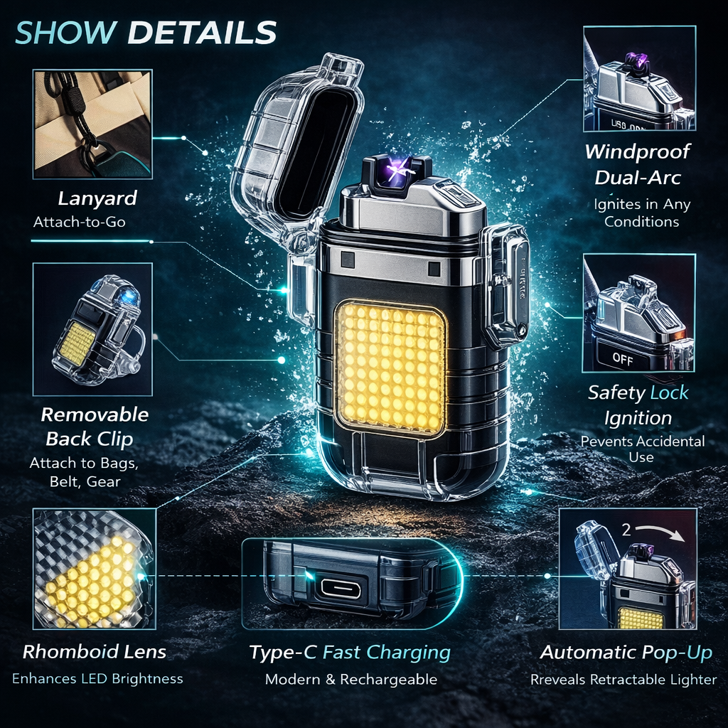 NexAura VoltGuard X – Tactical Arc Lighter & Floodlight
