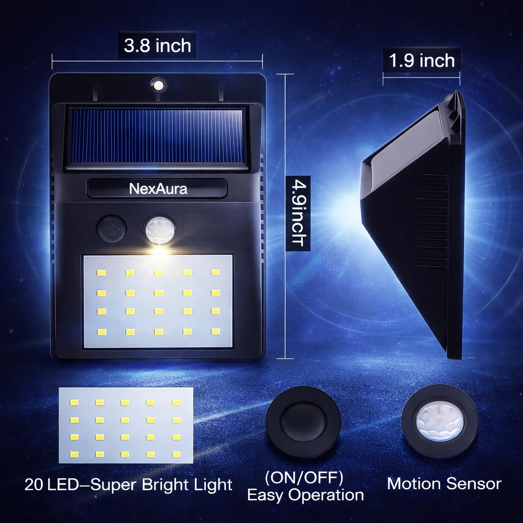 NexAura Smart Solar Motion Sensor Security Light