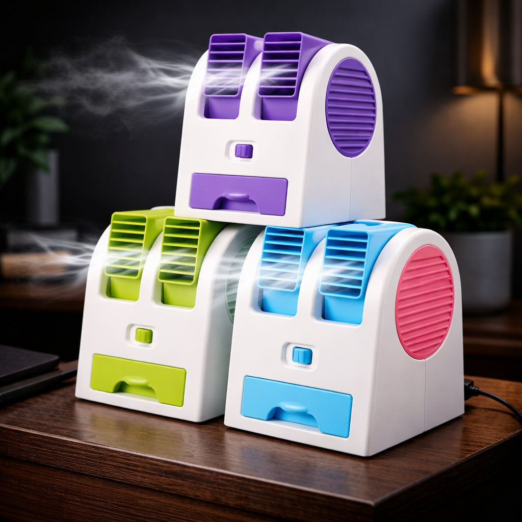 Portable USB Mini Air Cooler – Personal Desk Fan with Water Cooling & Adjustable Dual Vents