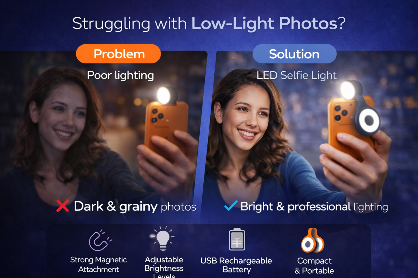 NexAura Magnetic LED Selfie Light -Content Creator Selfie Light