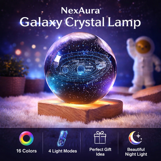NexAura Galaxy Crystal Lamp – 3D Solar System LED Night Light
