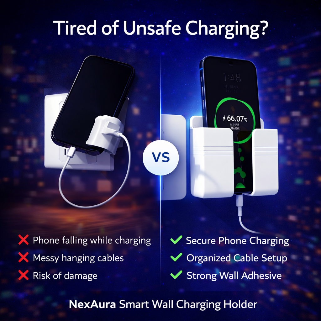 NexAura WallMount Charging Phone Holder