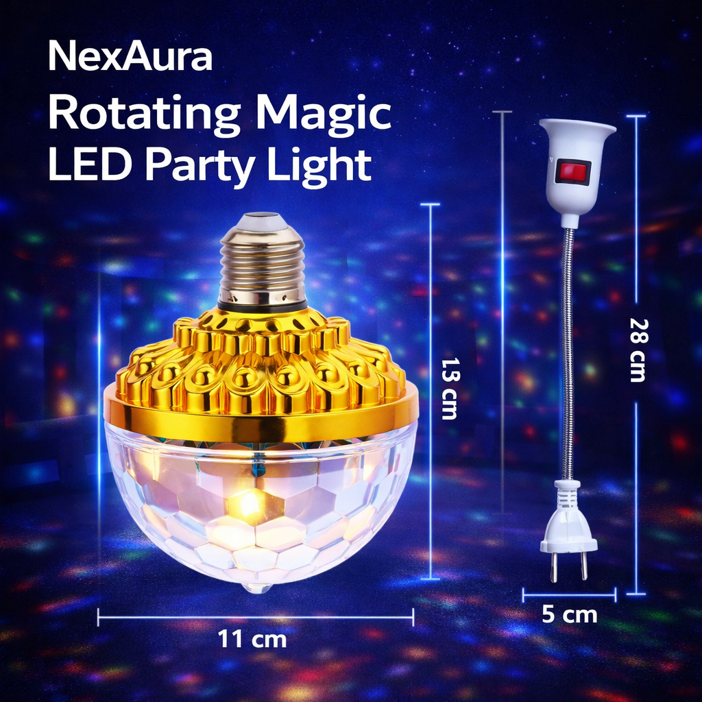 NexAura PrismGlow Rotating LED Party Light