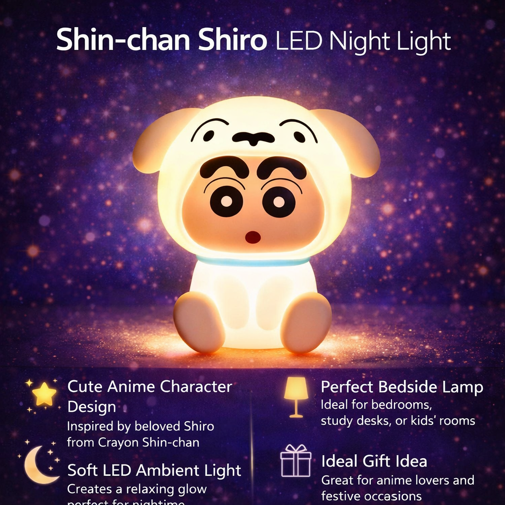 Shin-chan Shiro LED Night Light – Cute Anime Bedside Lamp